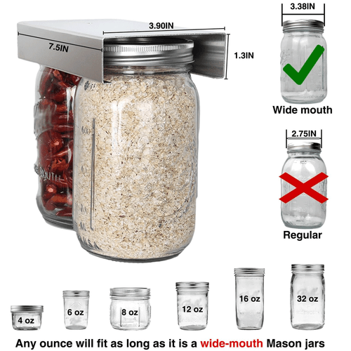 Mason Jar Organizer Rack Jar Holder Under Kitchen Cabinet, Regular / Wide Mouth - Picture 5 of 11