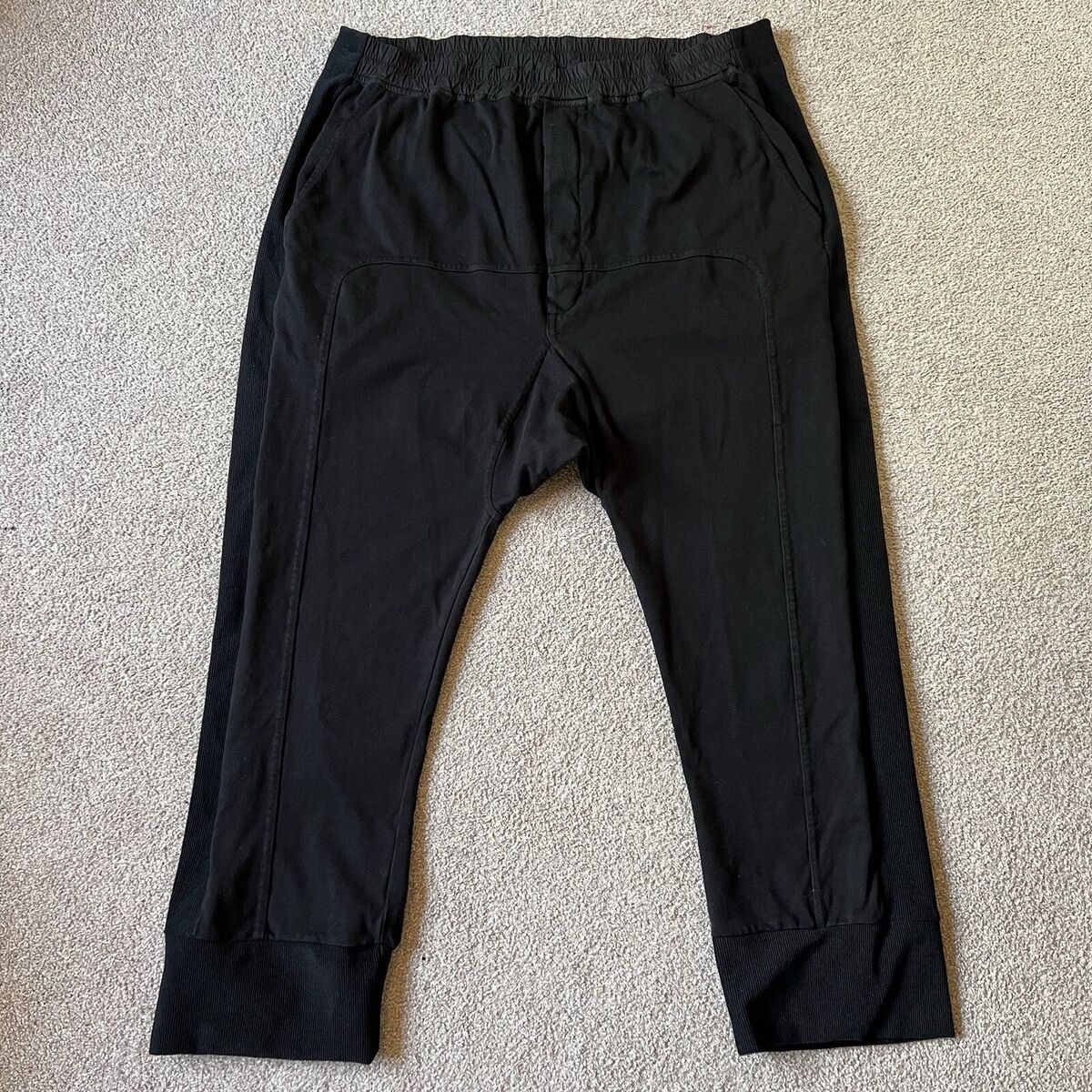 【関税&送料込】Rick Owens Drkshdw Cotton Pants Drkshdw by Rick Owens Black Drop Crotch Cotton Jogger Sweat