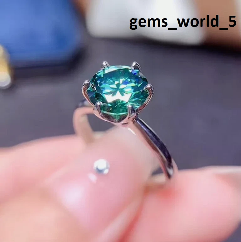 Blue Zircon Ring, 925 Sterling Silver Ring, Engagement Ring, Round Cut Gemstone - Image 4 of 4