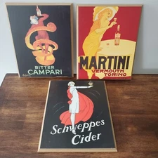 CAMPARI VERMOUTH TORINO SCHWEPPES CIDER Liquor Advertising Print Wood Board 8x10