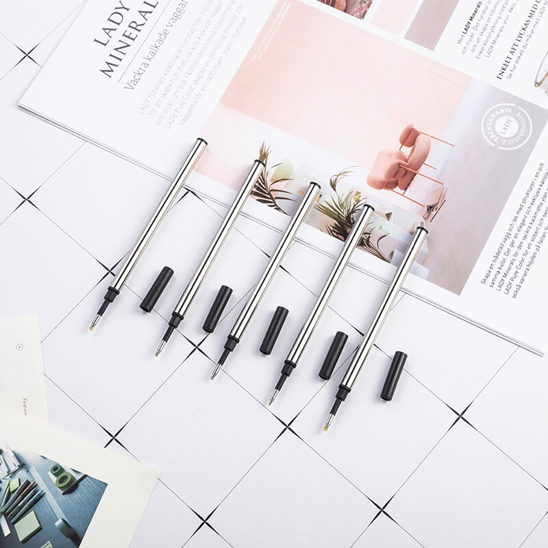 5pcs Metal Refills 0.5mm Blue Black Ink for Ballpoint Pens Gel Pen