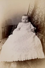 Antique Photo Cabinet Card BABY IN LONG GOWN FASHION HARDY & VAN ARNAM TROY N Y