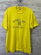 Vintage Rodeo Drive Beverly Hills T Shirt XL Mens Yellow Single Stitch