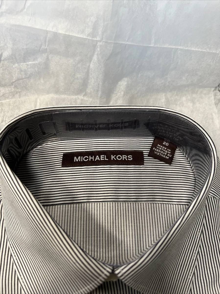 NWT Michael Kors Dress Shirt Charcoal white Striped Big Boys Size 20