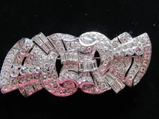 DESIGNER SIGNED NANCY NELSON RHINESTONE ART DECO BROOCH PIN