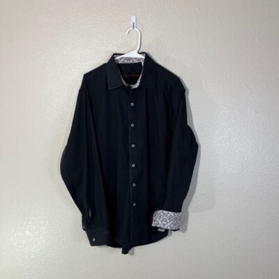 Robert Graham Black White Flip Cuff Long Sleeve Button Shirt Small S