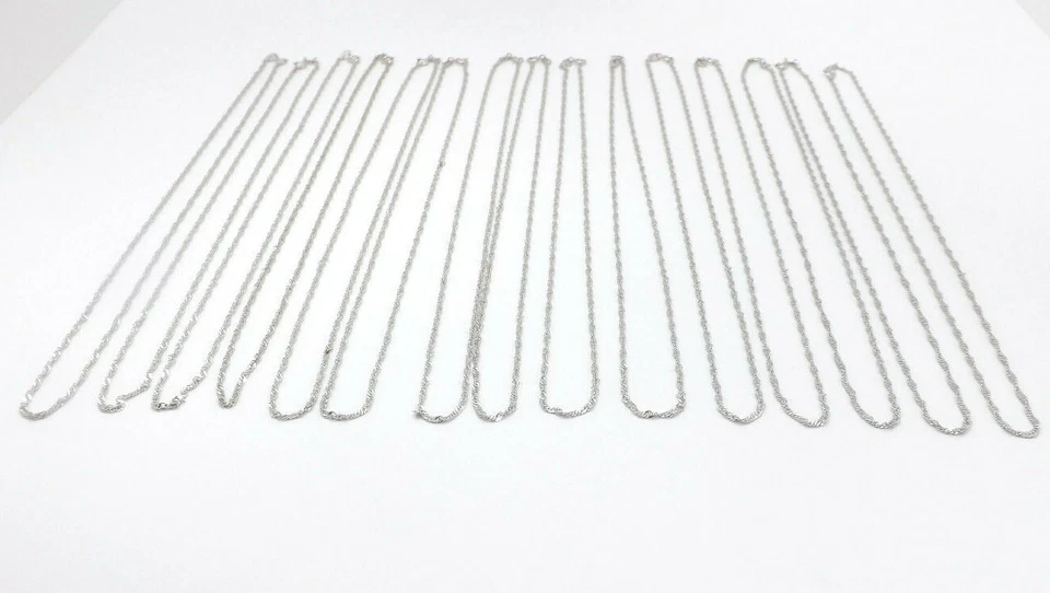 LOTE de 15 nuevos collares colgantes de cuerda delgada chapados en rodio de plata de ley, 17" Foto 2 de 4
