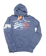 Superdry Men's Princeton Blue Marl Vintage 1st Logo Fleece Lined Pullover Hoodie