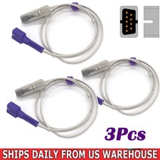 3Pcs US Fit For Nellcor Pulse oxymetry SpO2 Sensor Probe Adult Ear Clip 9Pin 1M
