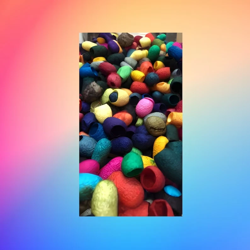 Hand Dyed Silk Cocoons, Silk Cut Cocoons, Mulberry Silk Fibres – Pack of 40 - Image 2 of 4