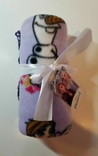 Frozen 2 Anna, Elsa, and Olaf Purple Polyester Travel Blanket 50X40" NEW Soft