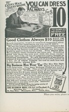 1915 United Clothes Dress For $10 Good Clothes Business Men Vintage Print Ad CO1