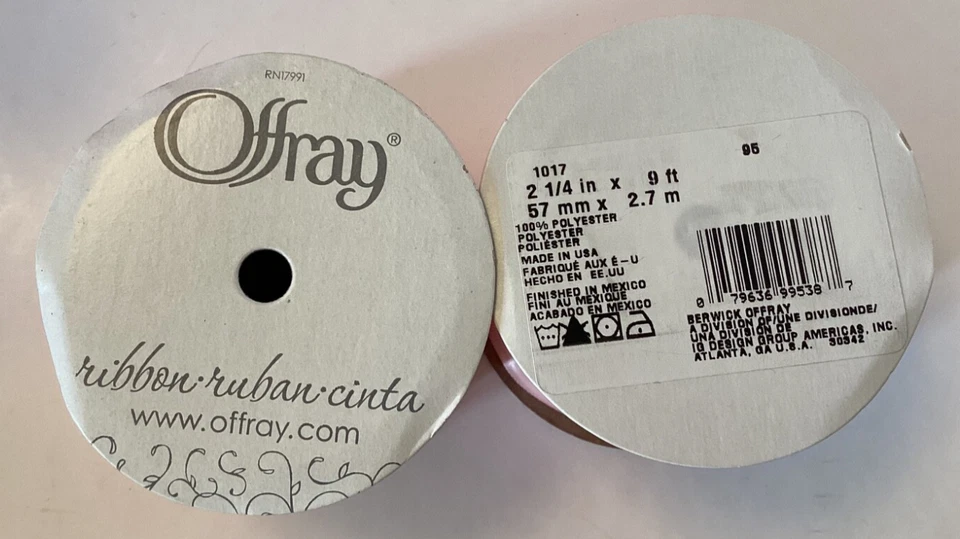 Offray Ribbon, Carnation Pink 2 1/4 inch Single Face Satin Polyester Ribbon - Image 2 of 2
