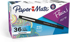 Paper Mate Felt Tip Pens Flair Marker Pens, Medium Point, Black, 36 Count