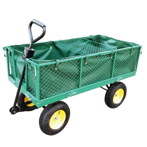 FoxHunter Heavy Duty Extra Large Garden Trolley Cart Wheelbarrow Removable Shelf