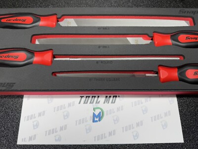 Snap-on Tools USA NEW RED Soft Grip 4-Piece Mixed File Foam Set