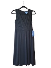 NWT Simply Vera Vera Wang Black Sleeveless Faux Wrap Midi Dress M Missing Belt