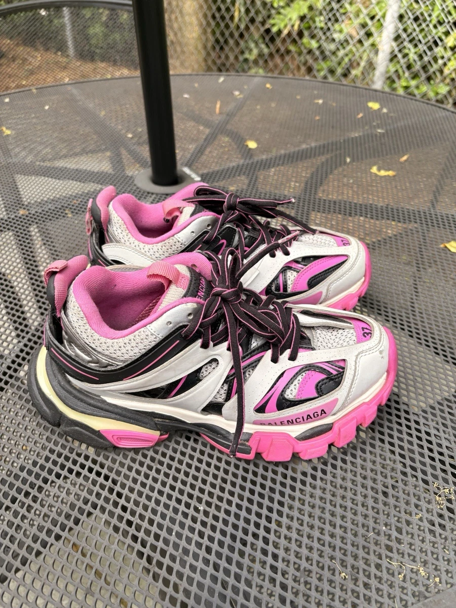 Balenciaga Track Women's Pink Black Gray White Logo Low Top Mesh