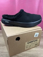 Oofos OOcoozie Mule Mens Size 11 Black Casual Walking Slip On Recovery Sandals