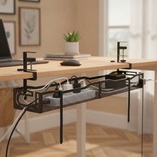 Cable Management Under Desk, 25.3'' No Drill Desk Cable Management Tray with ...
