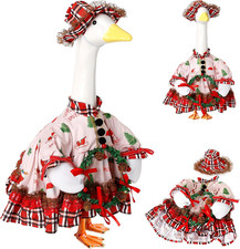 Christmas Porch Goose Outfits, Cute Skirt Cap for 23'' Goose Statue, Funny Chris