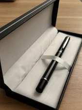 New Black Rollerball Pen Gift Set Elegant Silver Accents