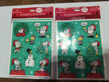 Vintage Hallmark Peanuts Snoopy Christmas Stickers Lot 2 Sealed Packs 8 Sheets