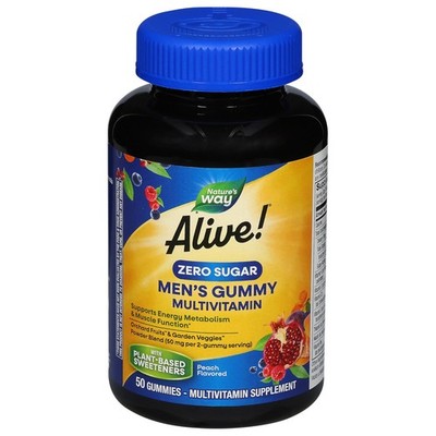 6/26 Nature's Way, Alive Zero Sugar Men's Gummy Multi, 50 Count