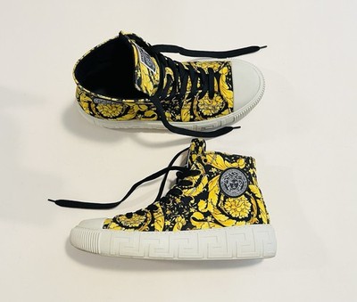 Versace Men s Classic Barocco High Top Greca Yellow Sneakers Size 41
