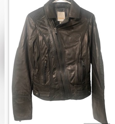 Diesel Women's Ultra Soft Lamb Skin Premium Leather Rider Jacket  XS Black  