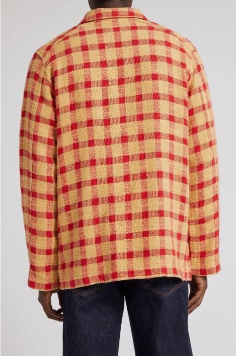 DRAKE'S RUSTIC TABLECLOTH CHECK LINEN COTTON CHORE JACKET RED UK38 £695.00 NWT image 7