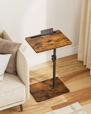 Holz Beistelltisch, Höhenverstellbarer C-Form Sofa Tisch, 360° Drehbarer... - Bild 1 von 4