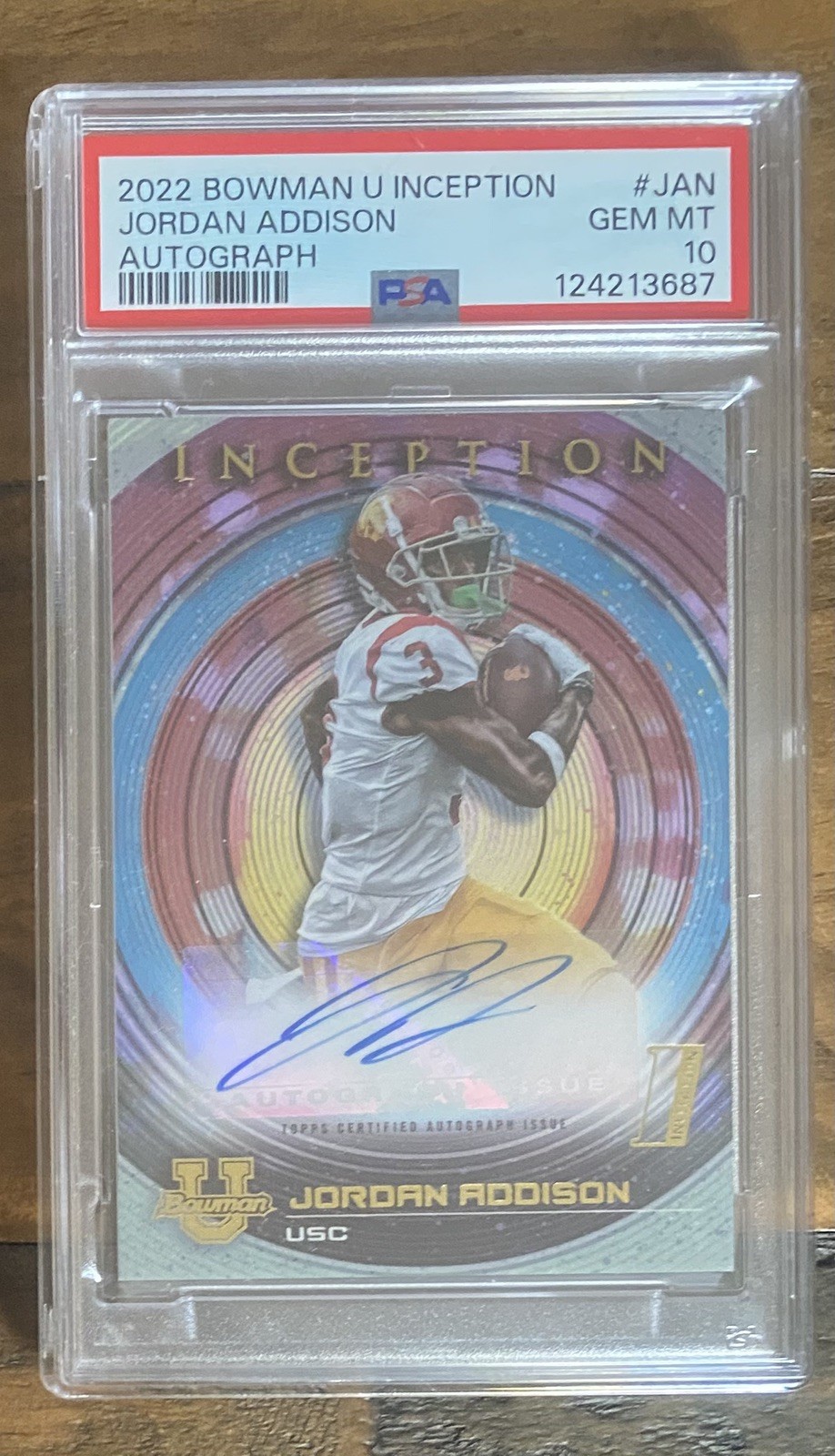 2022 Bowman U Inception - Jordan Addison RC Auto - PSA 10 Gem Mint - Vikings view 1