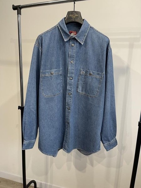 Men Vintage Shirt Navy Denim XL