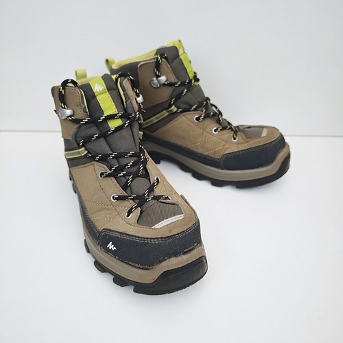 Quechua UK 4 Brown Hiking Boots Kids Junior 500 Mid WTP Waterproof Walking Shoes - Picture 3 of 24