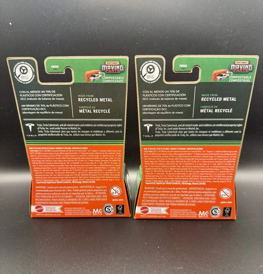 2025 MATCHBOX MOVING PARTS TESLA CYBERTRUCK FWD28 Set of 2 - Image 3 of 4