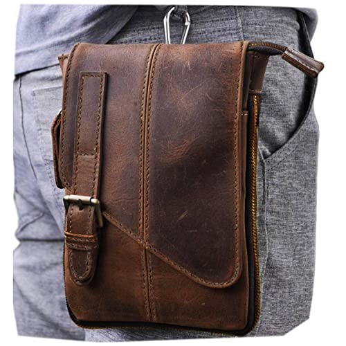 Le'aokuu kleine Herren-Schultertasche aus echtem Leder Kuriertasche dunkelbraun groß - Bild 1 von 7
