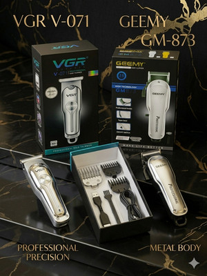 VGR V-071 Professional Hair Trimmer - Silver Metal Series - Cordless Zero Gapped
