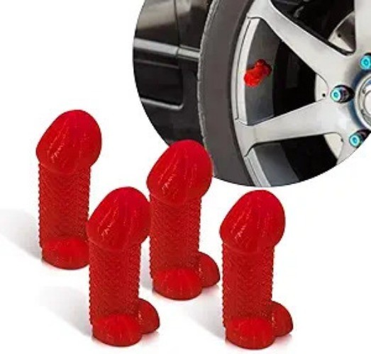 Prank Tire Valve Stem Caps, 4 Pack Universal tire Valve caps, Water Color: red
