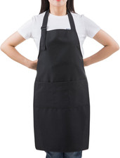 Black Professional Resist Water Adjustable Extra Long Bib Apron 3 Pockets Home K