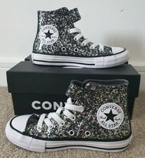 Converse All Star Kids Glitter High Top Trainers Black Multi UK Sizes BNWT