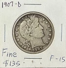 1907 D Barber Half Dollar, 90% Silver, Uncertified, NR, Fine Details