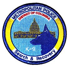 WASHINGTON DC &ndash; METROPOLITAN POLICE K-9 SEARCH & RECOVERY - Police Patch 3.5&rdquo;