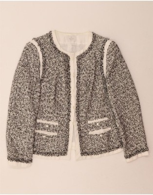 ELEGANCE PARIS Damen 5 Knopf Blazer Sakko UK 18 XL Grau Baumwolle DI68