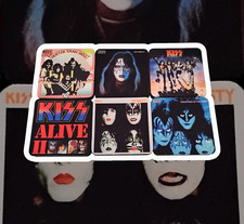 KISS Rubber Non-Slip Square Coaster Set, Grap...