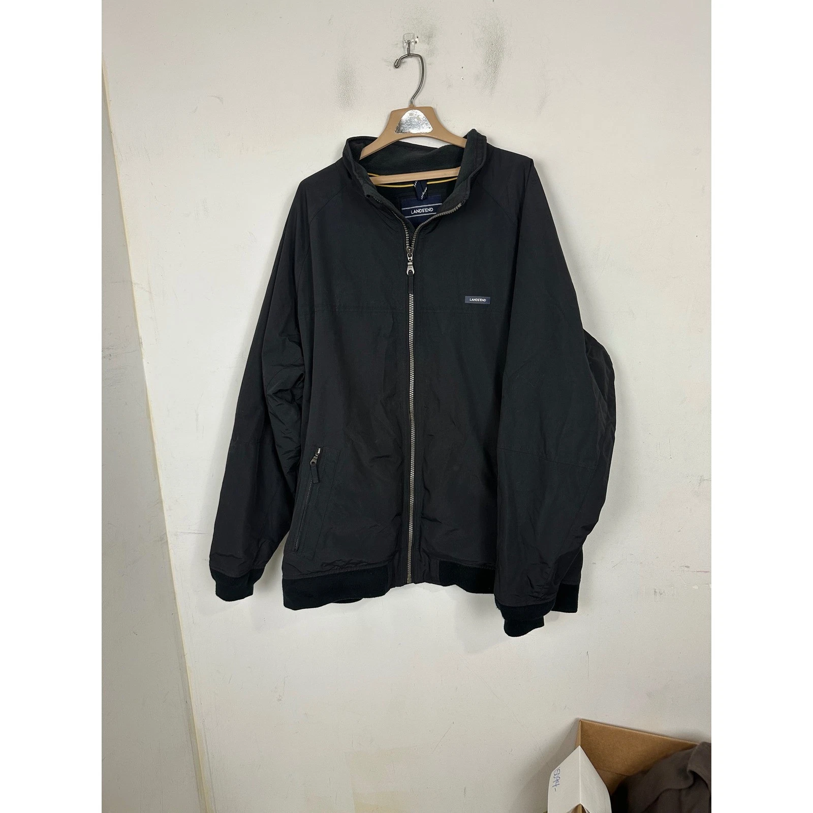Lands End Squall Jacket Mens 3XL Tall Black Fleece Lined Full Zip Bomber 457210 - product detail image 2
