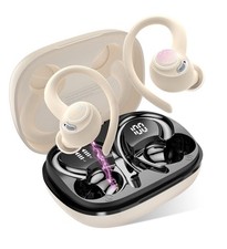 Wireless Sports Earbuds Bluetooth 5.3 W/ HD Mic, 40h Playtime, Led - Beige