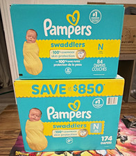 258 Pampers Swaddlers Newborn Size N. 174 Count, White  84 Count