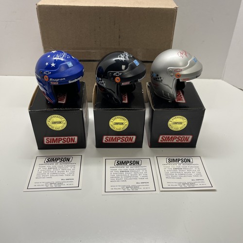 Mini Helmets NASCAR Dale Earnhardt #3 Simpson COAs Set Of 3