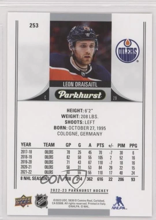 2022-23 Upper Deck Parkhurst Stars Bronze Border Leon Draisaitl #253 - Image 2 of 2